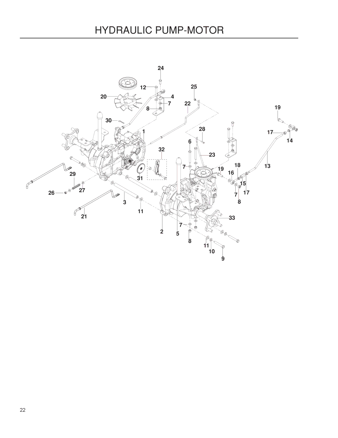 Husqvarna 965921501, 965881401, 965881301, 966495701, 966514801, RZ5424, RZ5422, RZ4619, RZ4219F, RZ4219 BF Hydraulic PUMP-MOTOR 