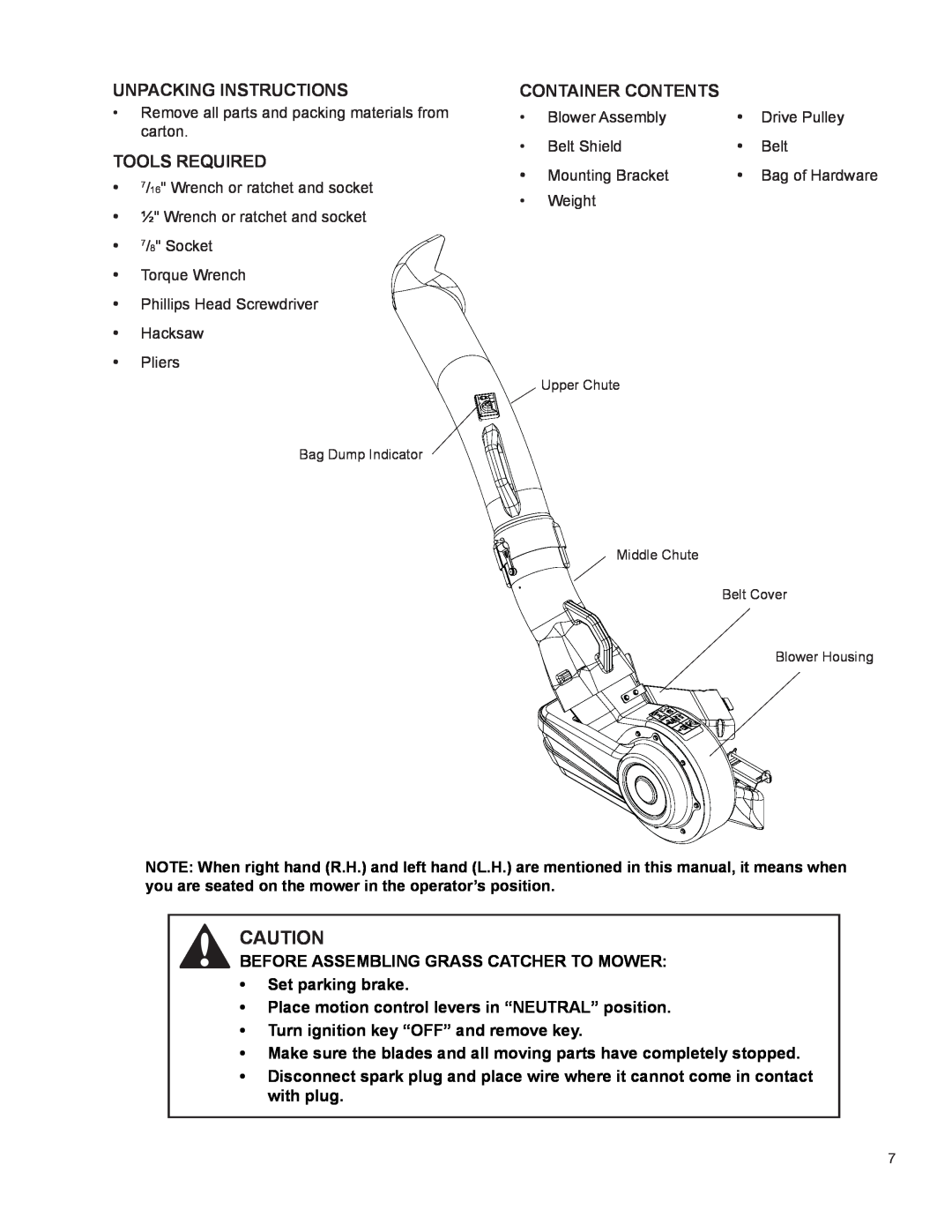Husqvarna 966004501, 2009-01 manual Unpacking Instructions, Tools Required, Container Contents 