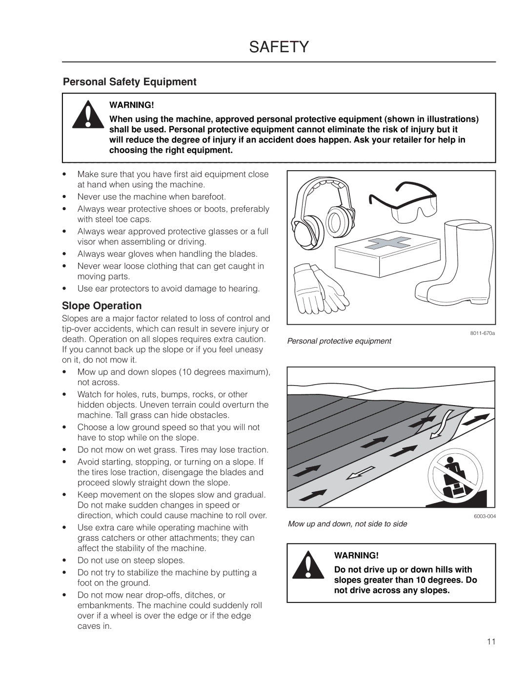 Husqvarna 966061401, 966062201, 966060901, 966061201, 966061101, PZ6030CV, PZ7234FX Personal Safety Equipment, Slope Operation 