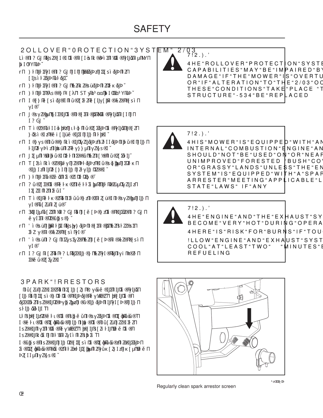 Husqvarna PZ6029FX, 966062201, 966061401, 966060901, 966061201, 966061101 Rollover Protection System Rops, Spark Arrestors 