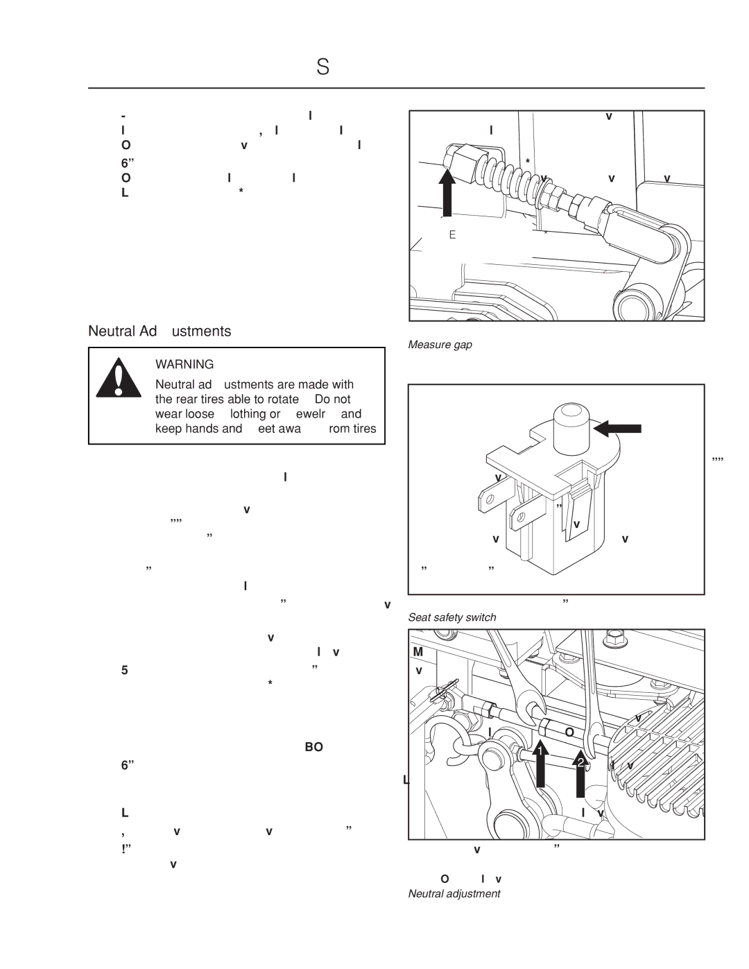 Husqvarna PZ6030CV, 966062201, 966061401, 966060901, 966061201, 966061101, PZ7234FX, PZ6029PFX, PZ6029FX manual Neutral Adjustments 