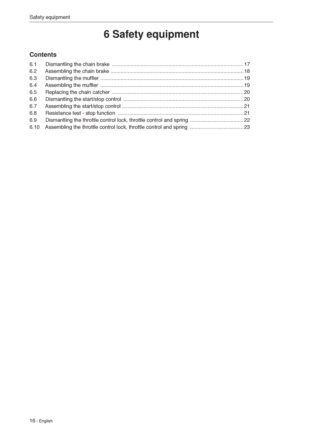 Husqvarna 966451906 manual Safety equipment, Contents 