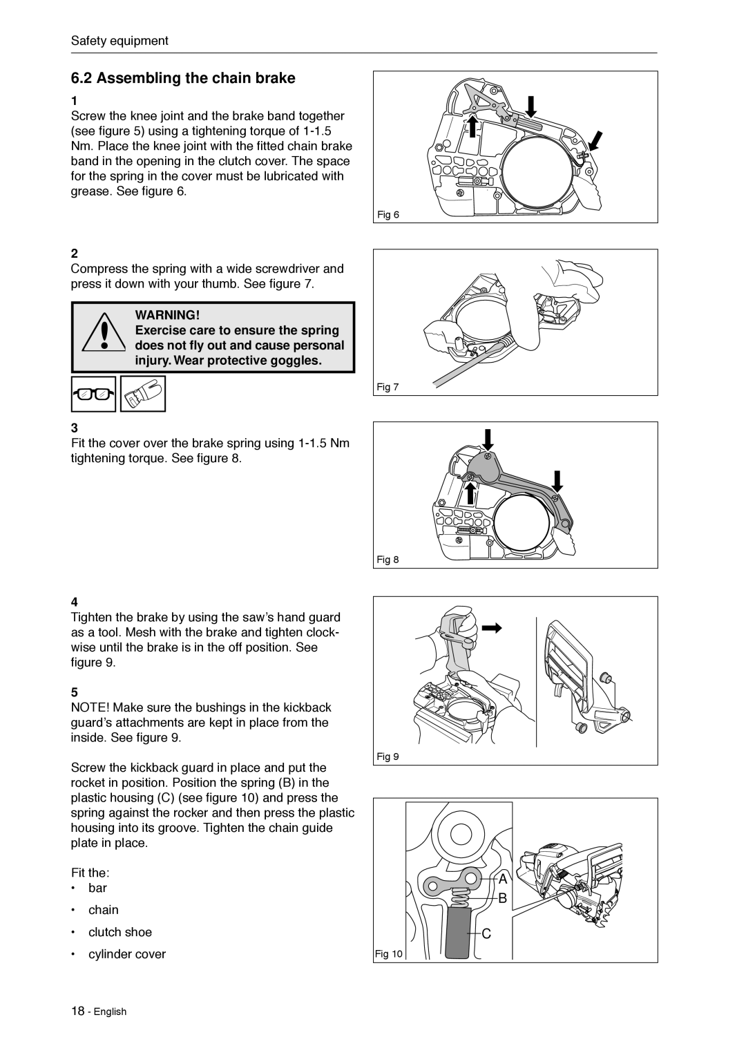 Husqvarna 966451906 manual Assembling the chain brake 