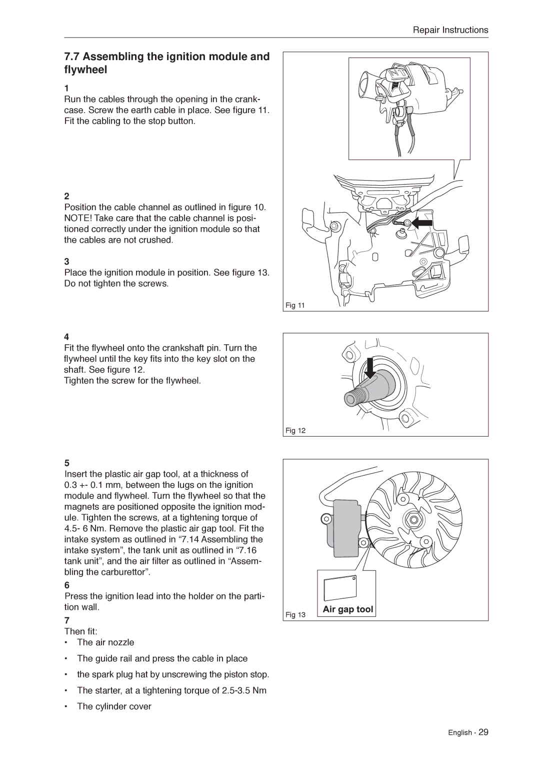 Husqvarna 966451906 manual Assembling the ignition module and flywheel 