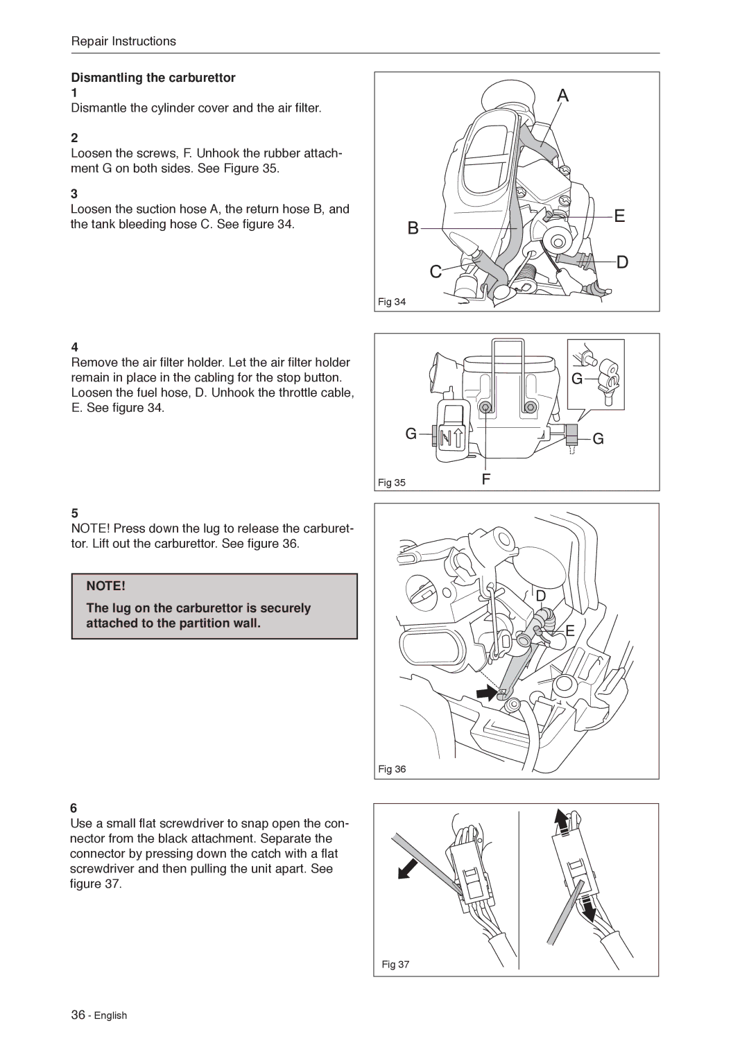 Husqvarna 966451906 manual Dismantling the carburettor 