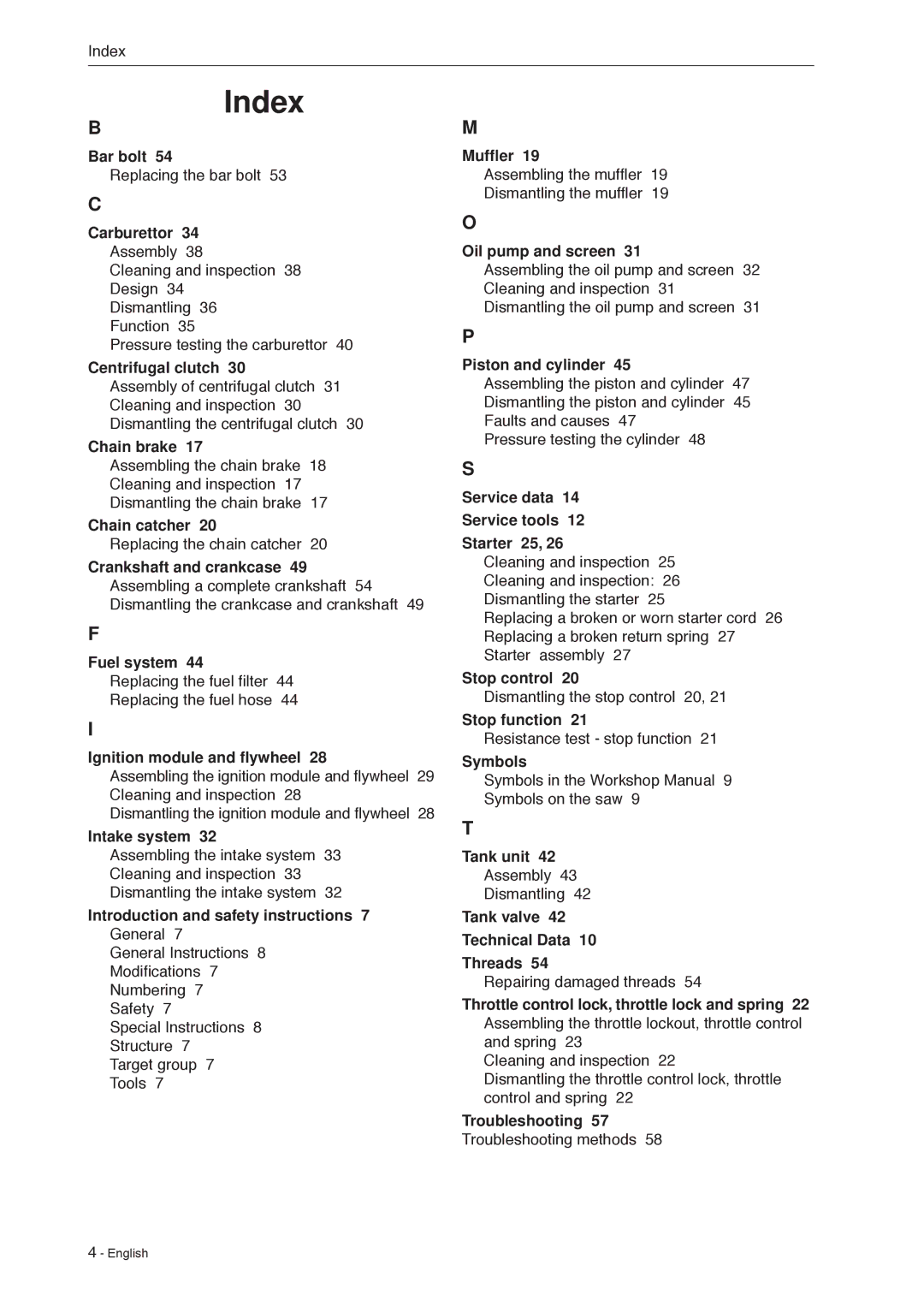 Husqvarna 966451906 manual Index 