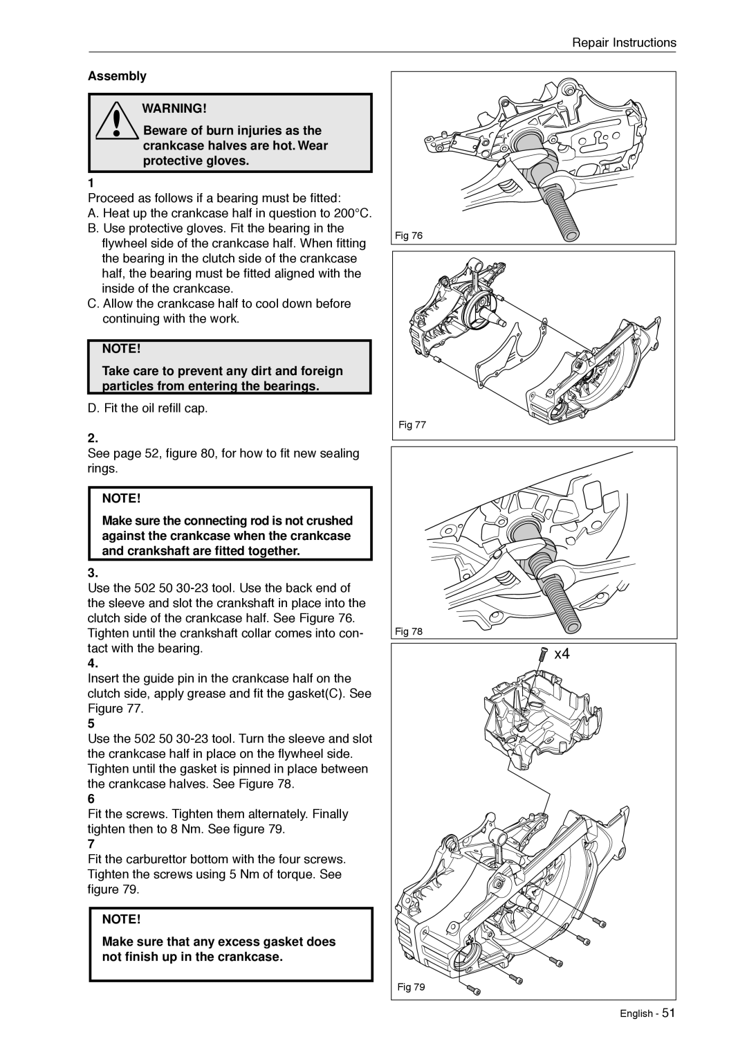 Husqvarna 966451906 manual Repair Instructions 