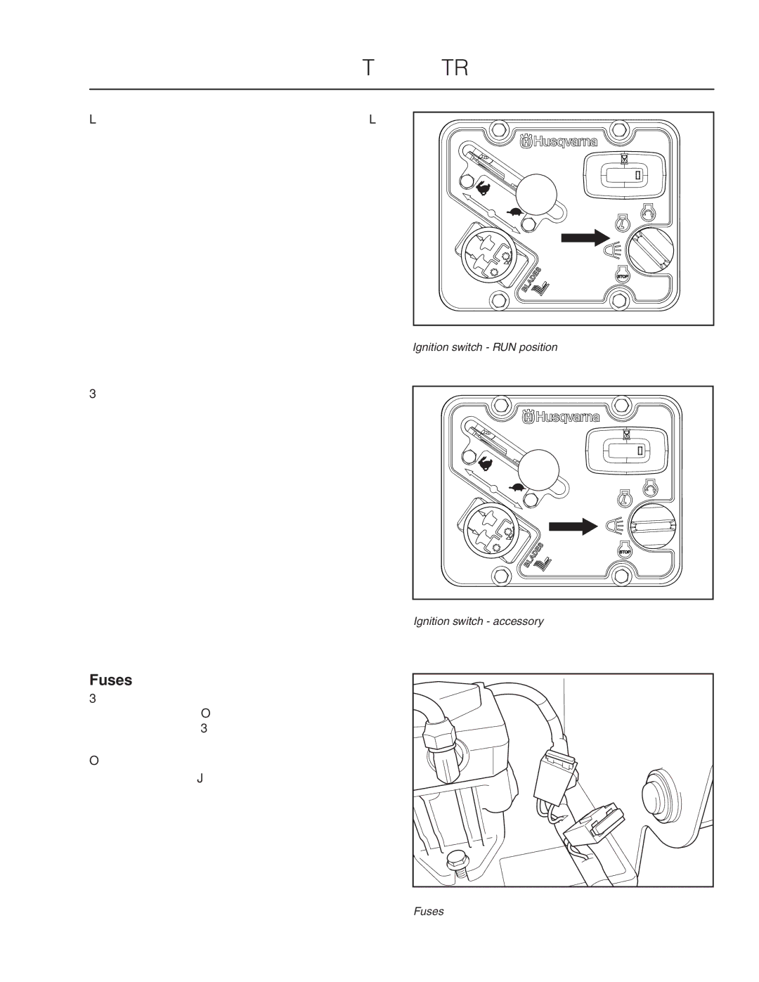 Husqvarna 966502301, MZ6128, 115 312526R1 manual Fuses 