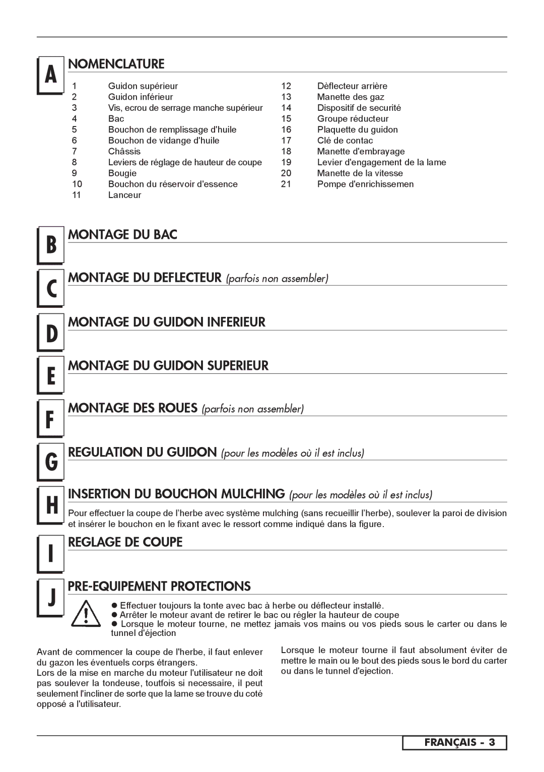 Husqvarna 965994001, 966524101, 962000110 Nomenclature, Montage DU BAC, Montage DU Deflecteur parfois non assembler 