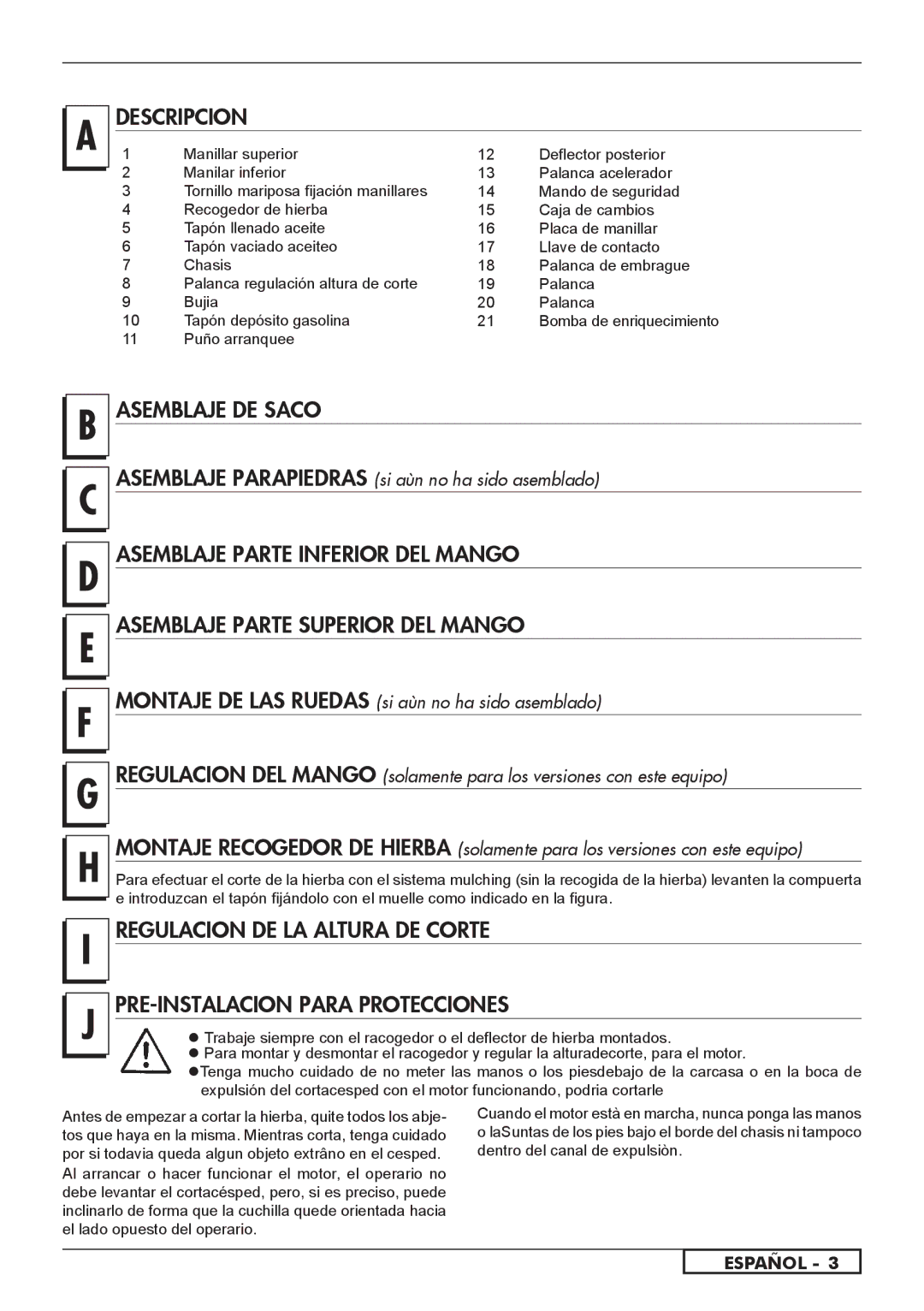 Husqvarna 962000108, 966524101, 962000110 Descripcion, Asemblaje DE Saco, Montaje recogedor de hierba, Puño arranquee 