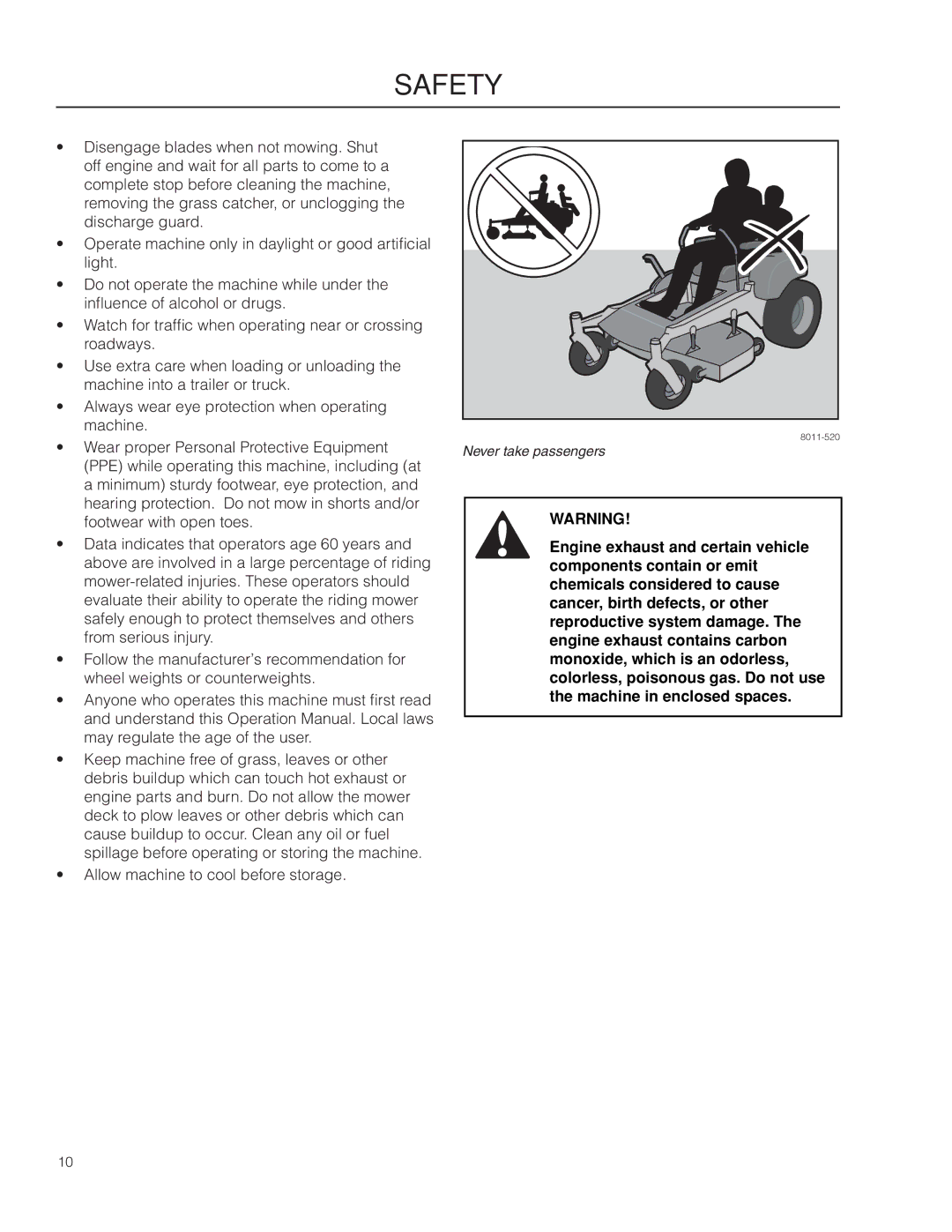 Husqvarna RZ4219 BF, 966582201, 966809001 warranty Never take passengers 