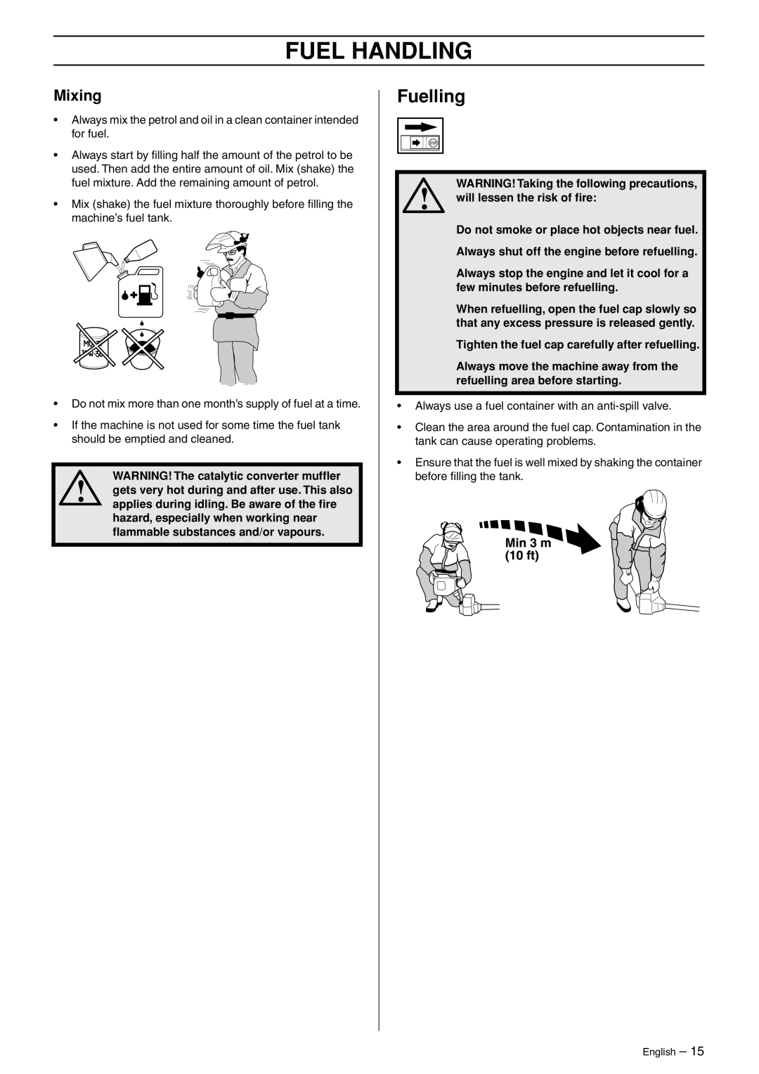 Husqvarna 966609201 manual Fuelling, Mixing 