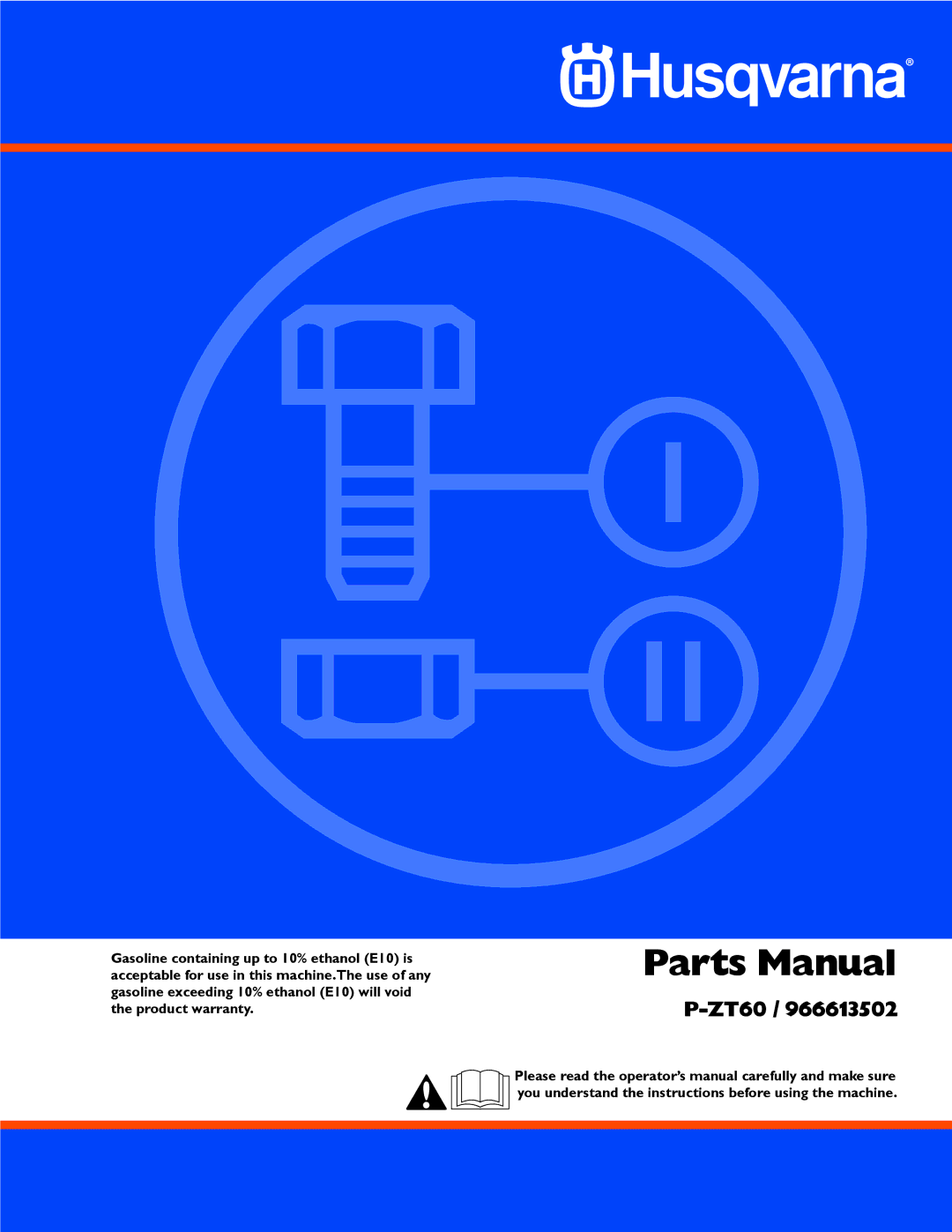 Husqvarna P-ZT60 / 966613502 warranty Parts Manual 