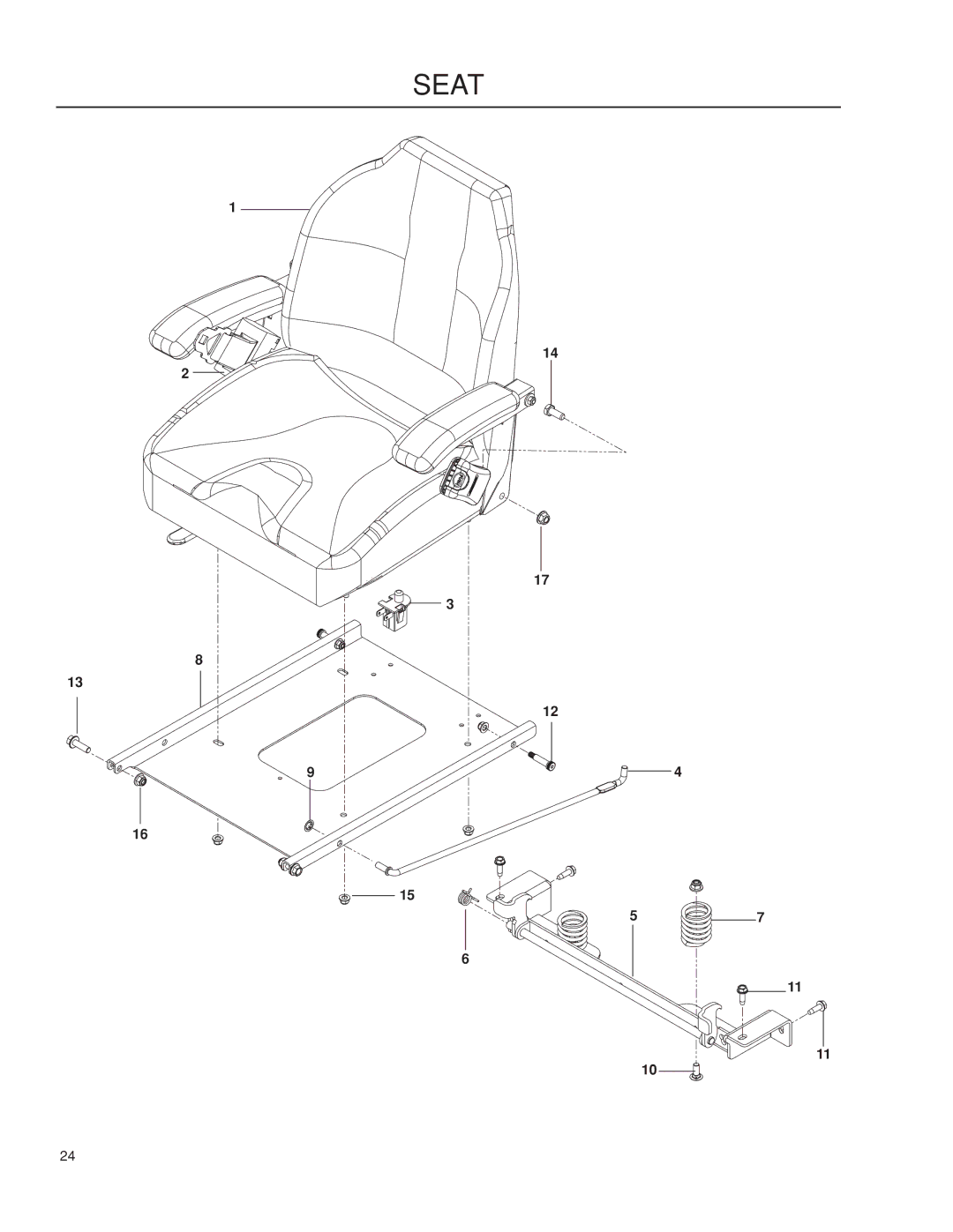 Husqvarna P-ZT60 / 966613502 warranty Seat 