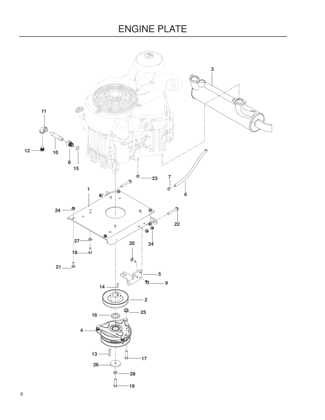 Husqvarna P-ZT60 / 966613502 warranty Engine Plate 