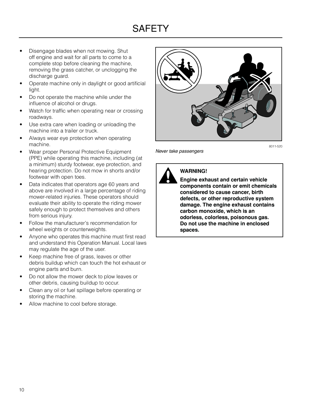 Husqvarna 966614701, 966614401, 966553901, PZ34FX BF, PZ6034FX warranty Never take passengers 