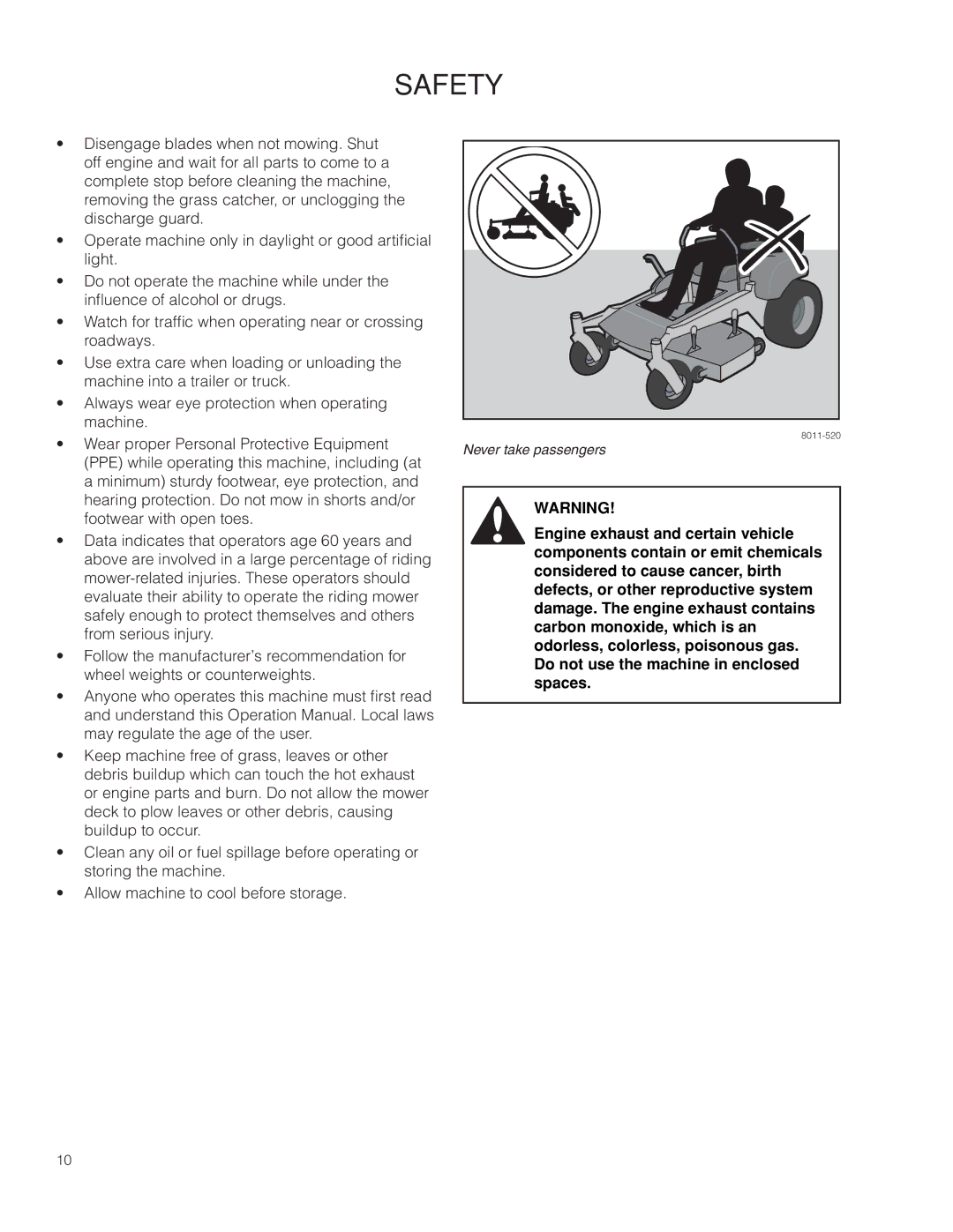 Husqvarna 966616701, PZ29D CE manual Never take passengers 