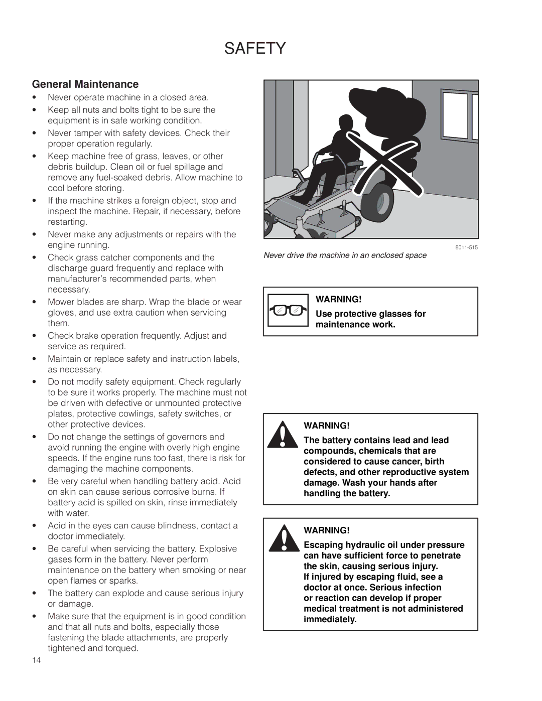 Husqvarna 966616701, PZ29D CE manual General Maintenance 