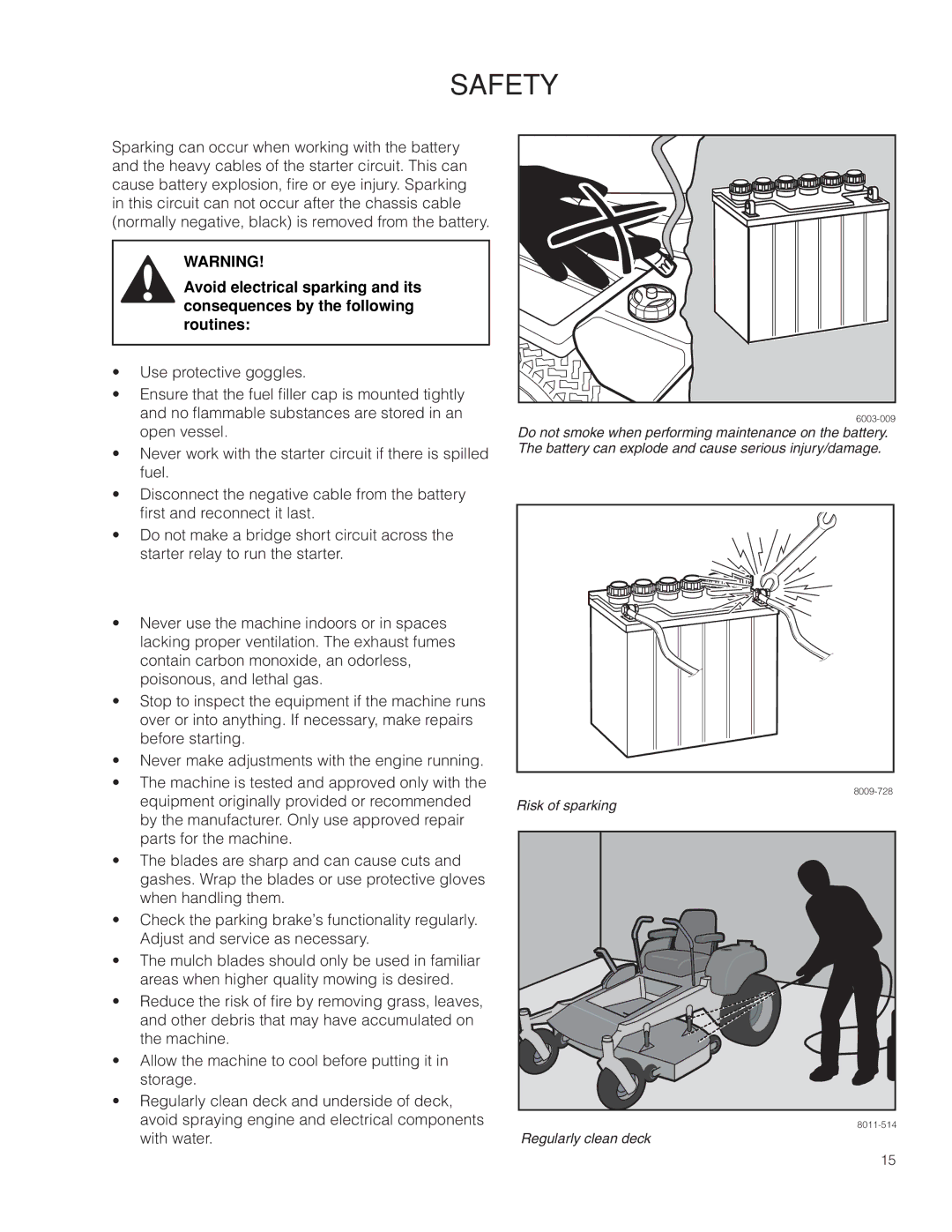 Husqvarna PZ29D CE, 966616701 manual Risk of sparking 