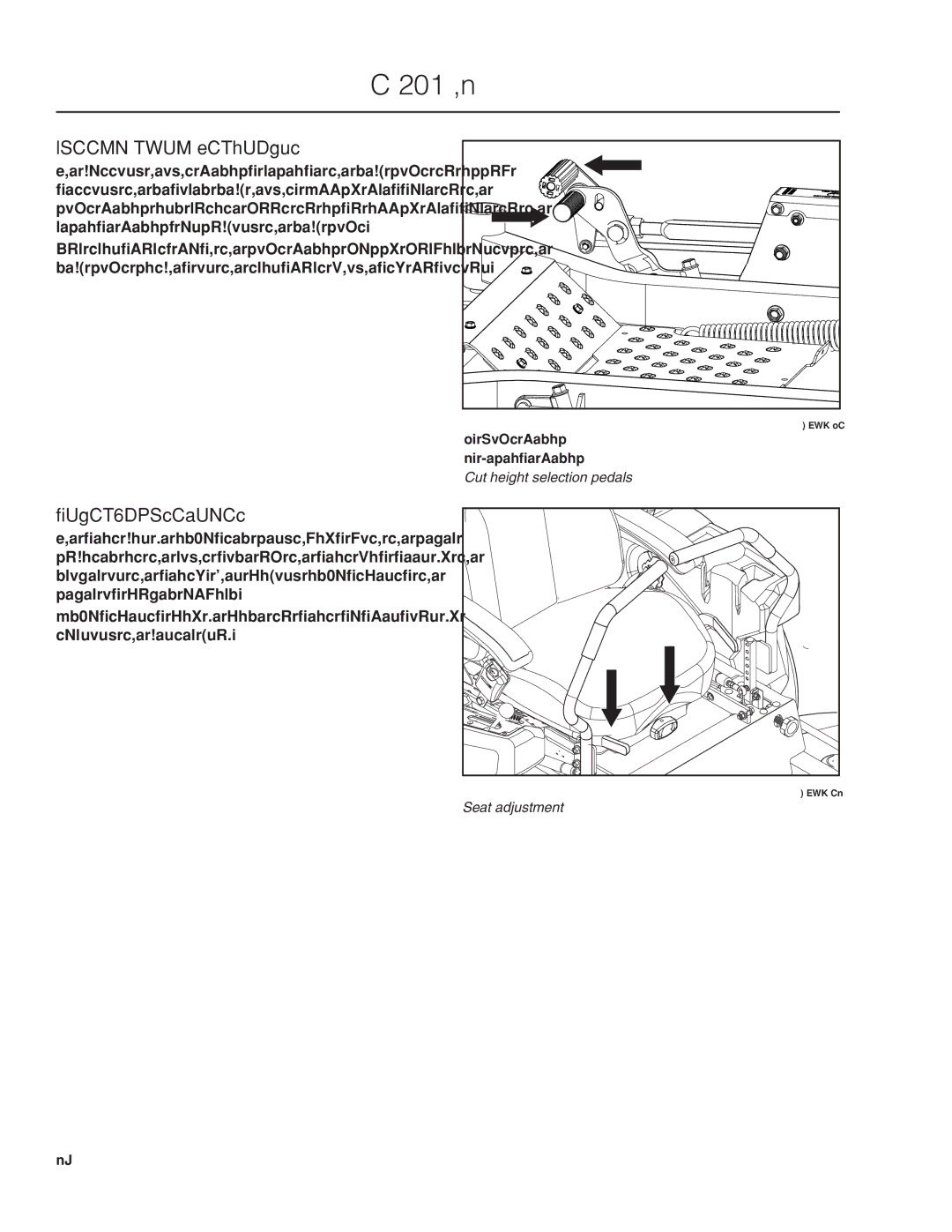 Husqvarna 966616701, PZ29D CE manual Cutting Height Pedals, Seat Adjustments 