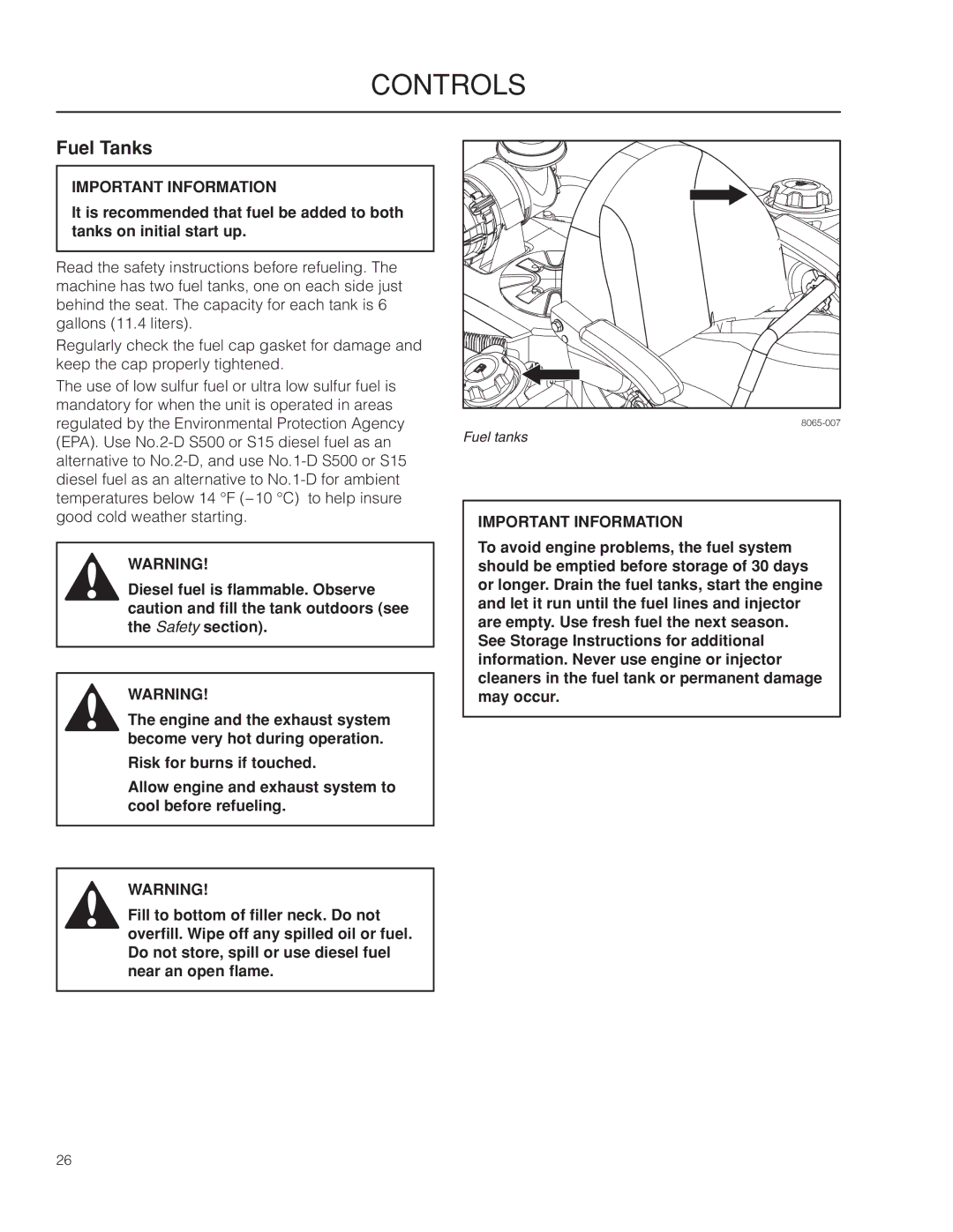 Husqvarna 966616701, PZ29D CE manual Fuel Tanks 