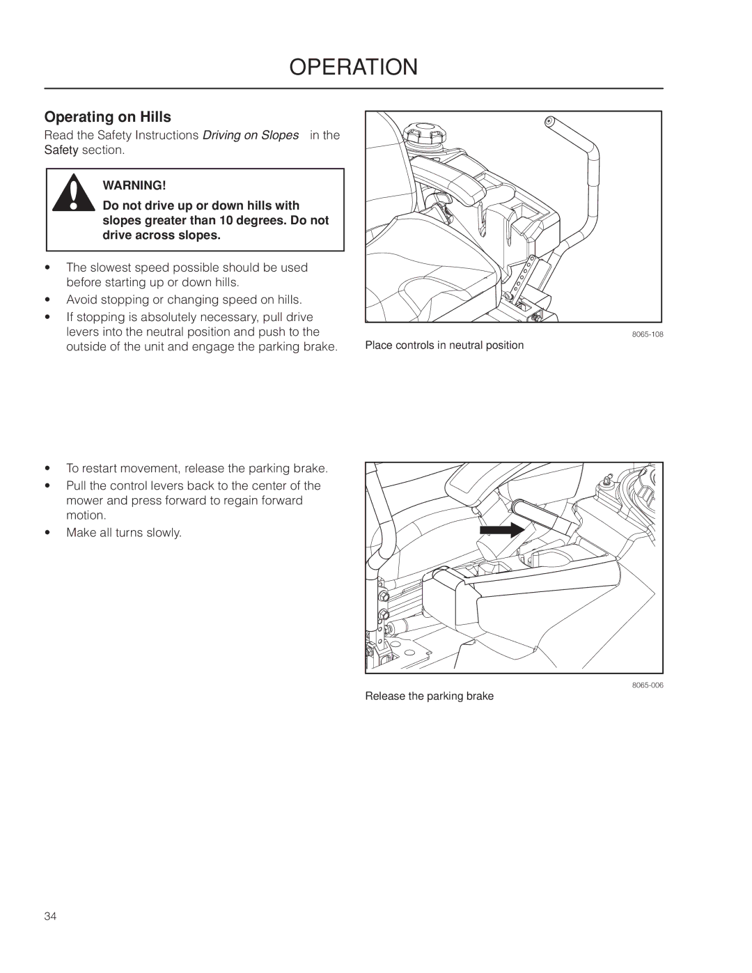 Husqvarna 966616701, PZ29D CE manual Operating on Hills 