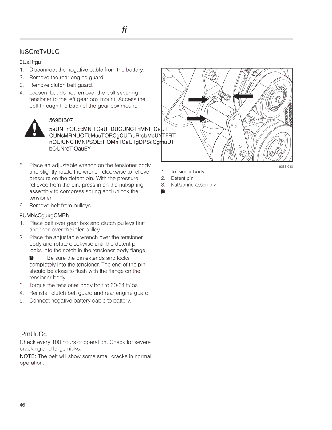 Husqvarna 966616701, PZ29D CE manual Clutch Belt, Belts, Removal, Reinstallation 