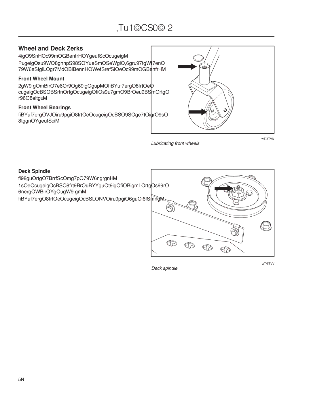 Husqvarna 966616701, PZ29D CE manual Wheel and Deck Zerks, Front Wheel Mount, Front Wheel Bearings, Deck Spindle 