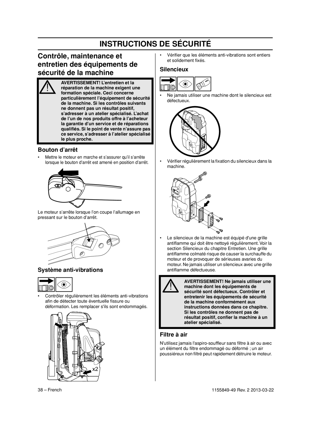 Husqvarna 966629402, 966631102, 966629602, 966629501, 966629701 manuel dutilisation Filtre à air 