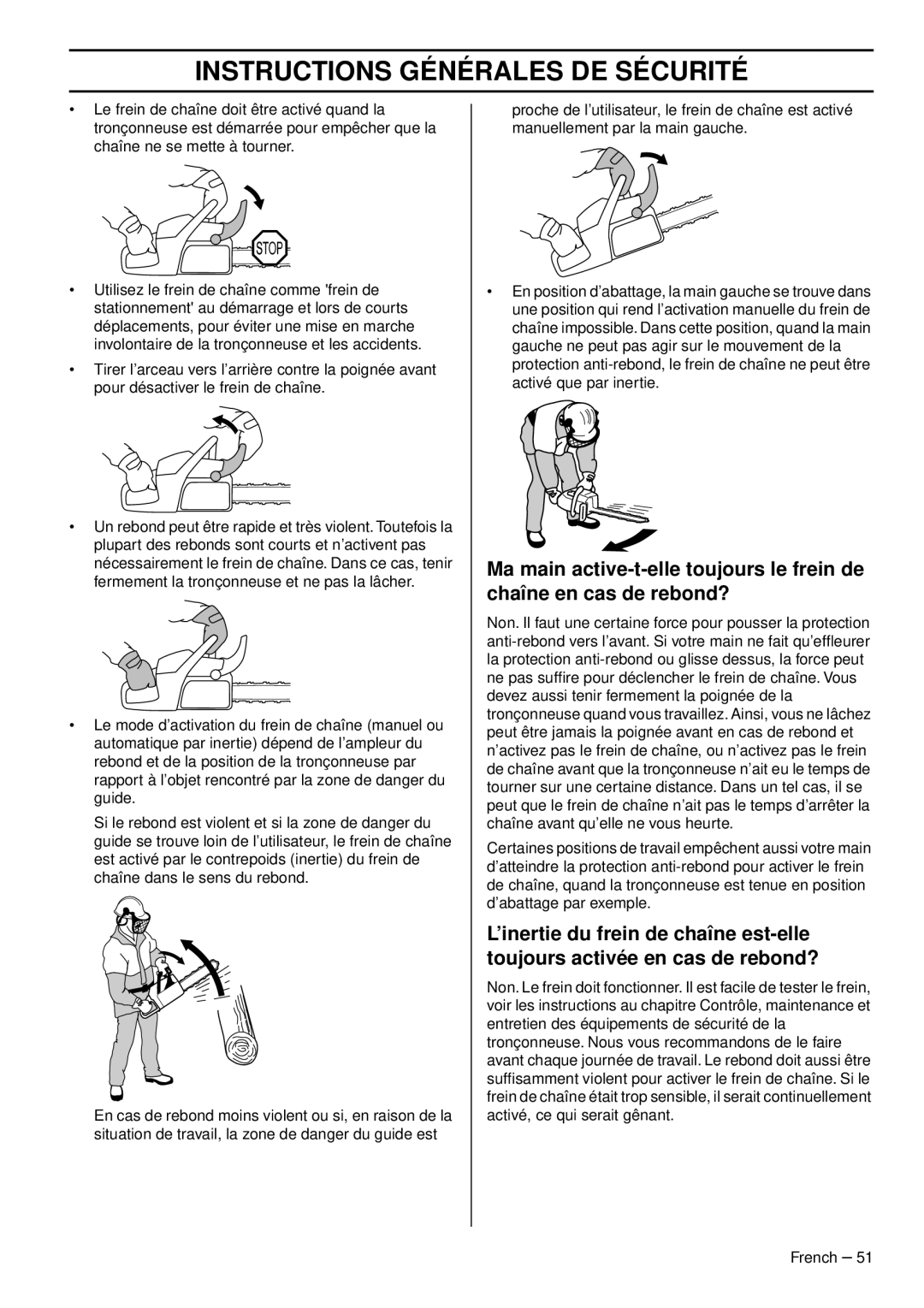 Husqvarna 966648206 manuel dutilisation Instructions Générales DE Sécurité 