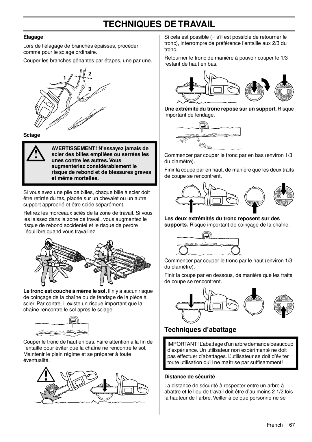 Husqvarna 966648206 manuel dutilisation Techniques d’abattage 
