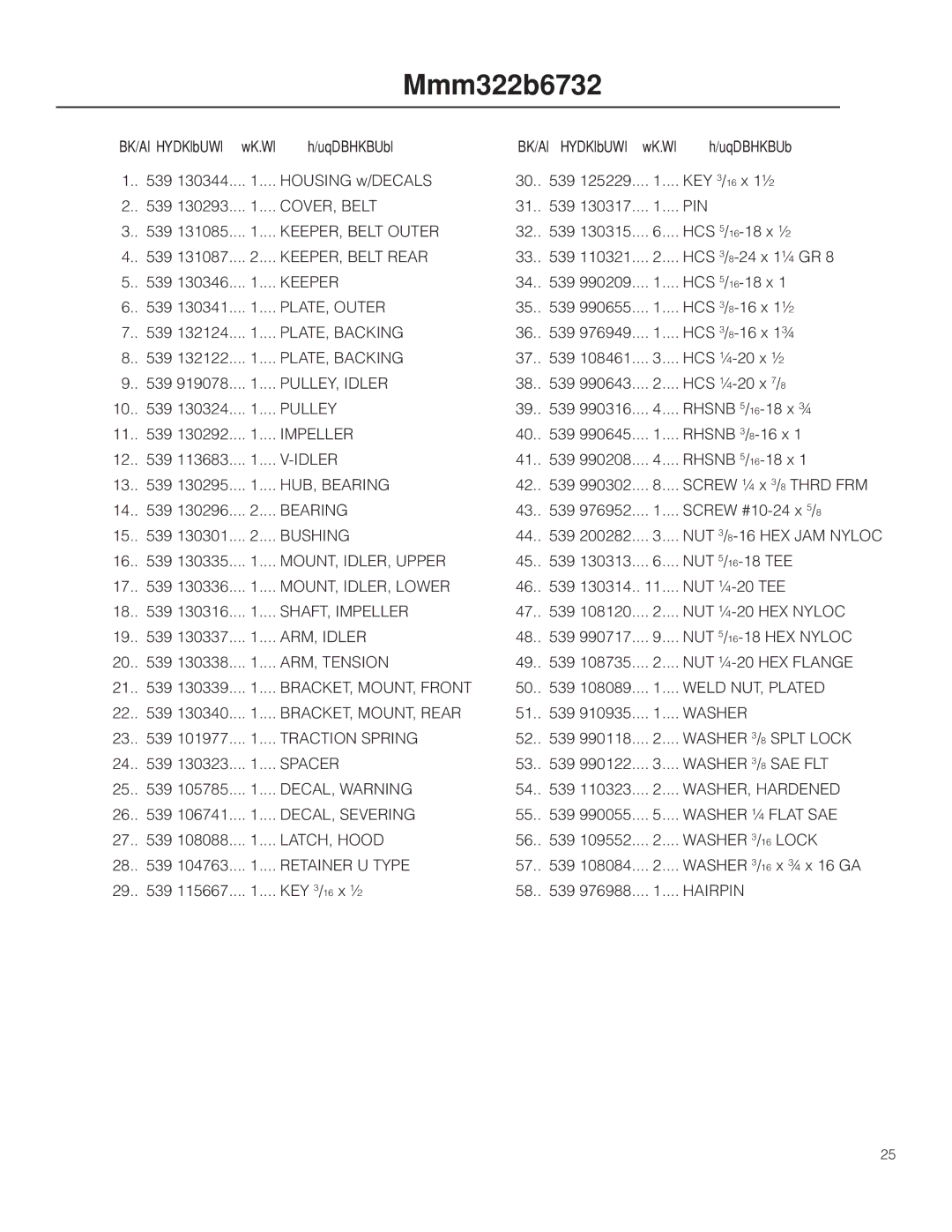 Husqvarna EZ4824 CA, 966659501 warranty COVER, Belt PIN 