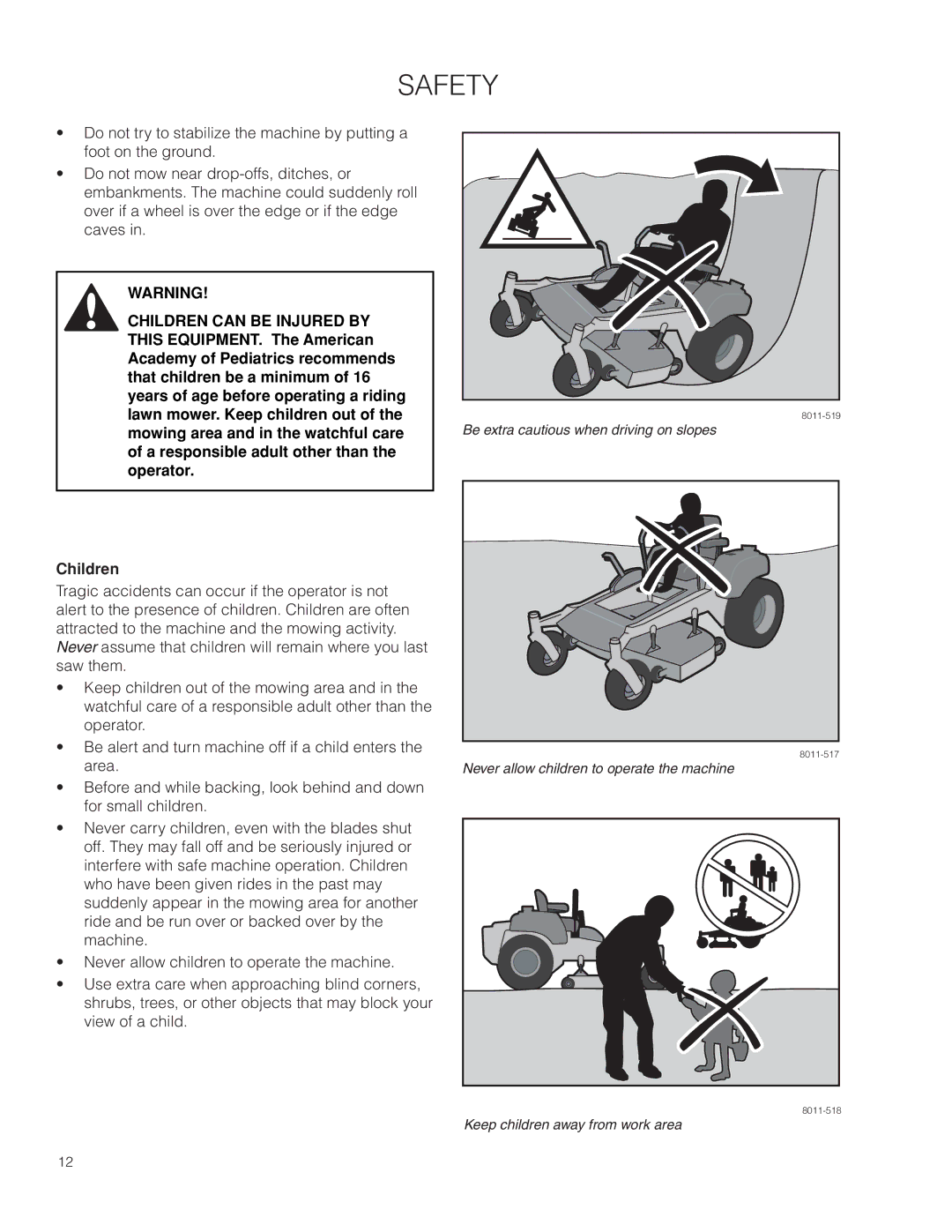 Husqvarna 966659502, EZ4824TF BF warranty Be extra cautious when driving on slopes 