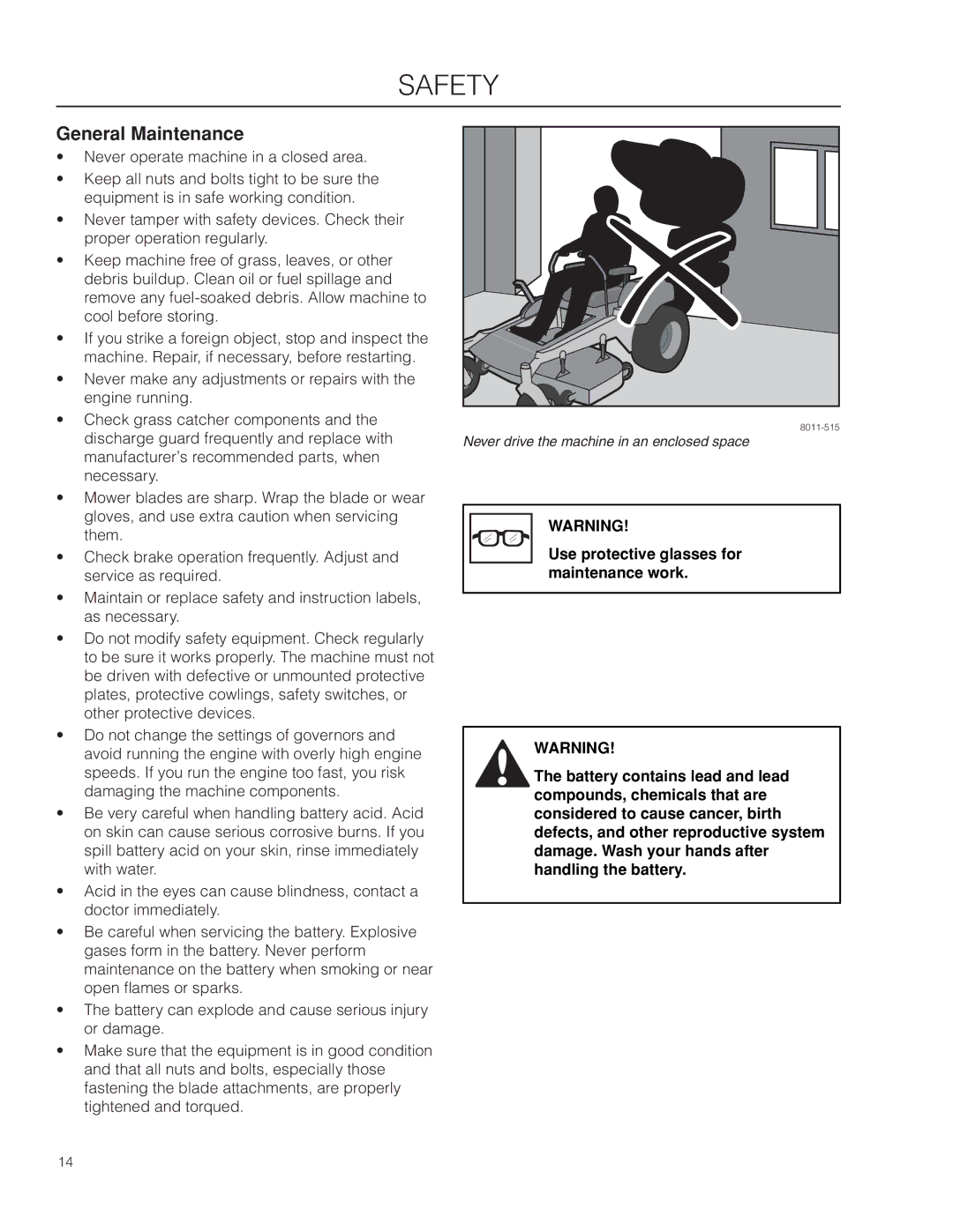 Husqvarna 966659502, EZ4824TF BF warranty General Maintenance 