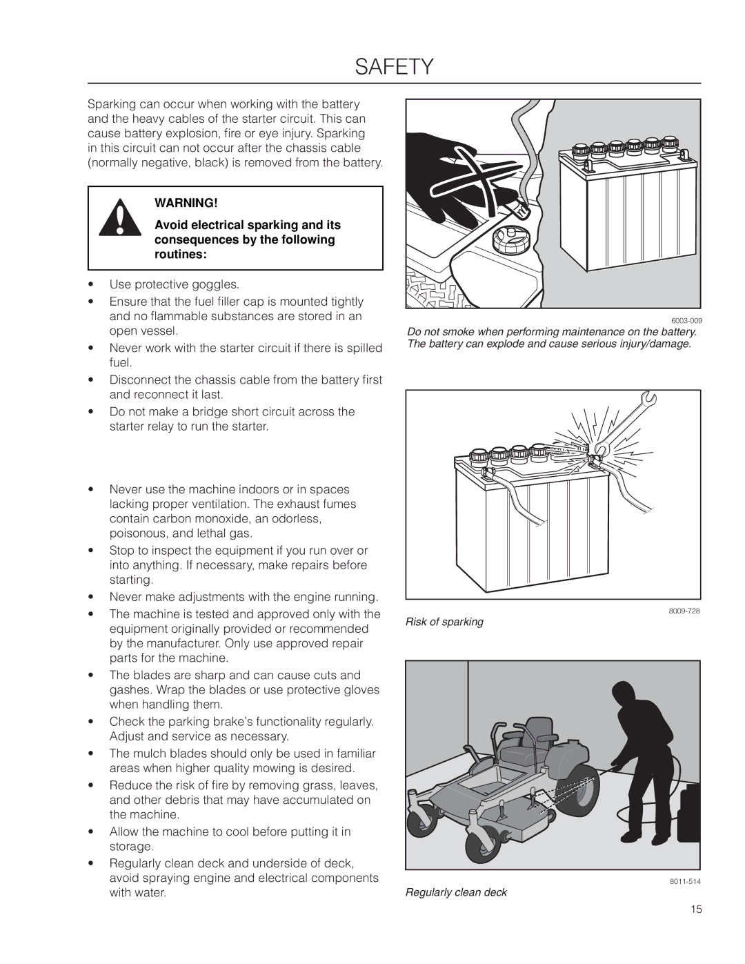 Husqvarna EZ4824TF BF, 966659502 warranty Risk of sparking 