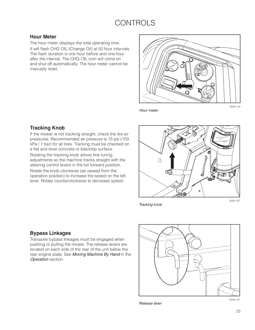 Husqvarna EZ4824TF BF, 966659502 warranty Hour Meter, Tracking Knob, Bypass Linkages 