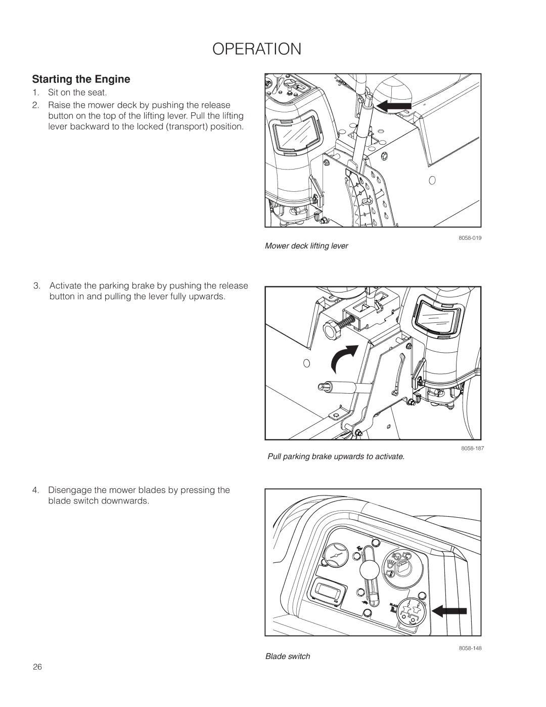 Husqvarna 966659502, EZ4824TF BF warranty Starting the Engine 