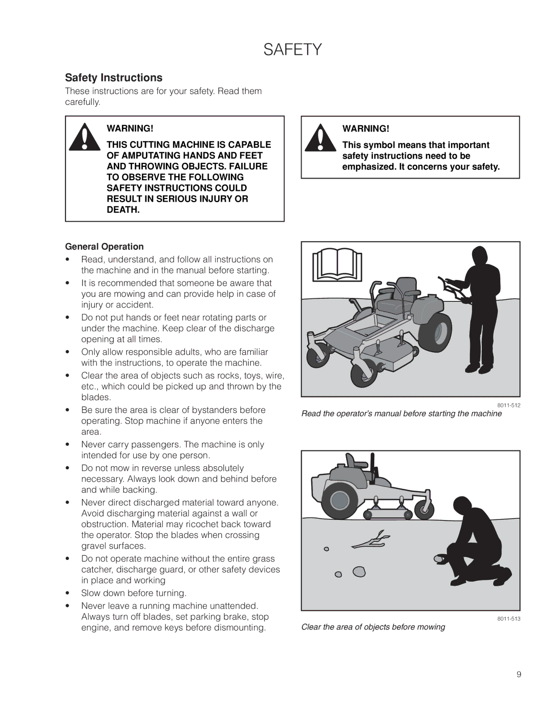 Husqvarna EZ4824TF BF, 966659502 warranty Safety Instructions 