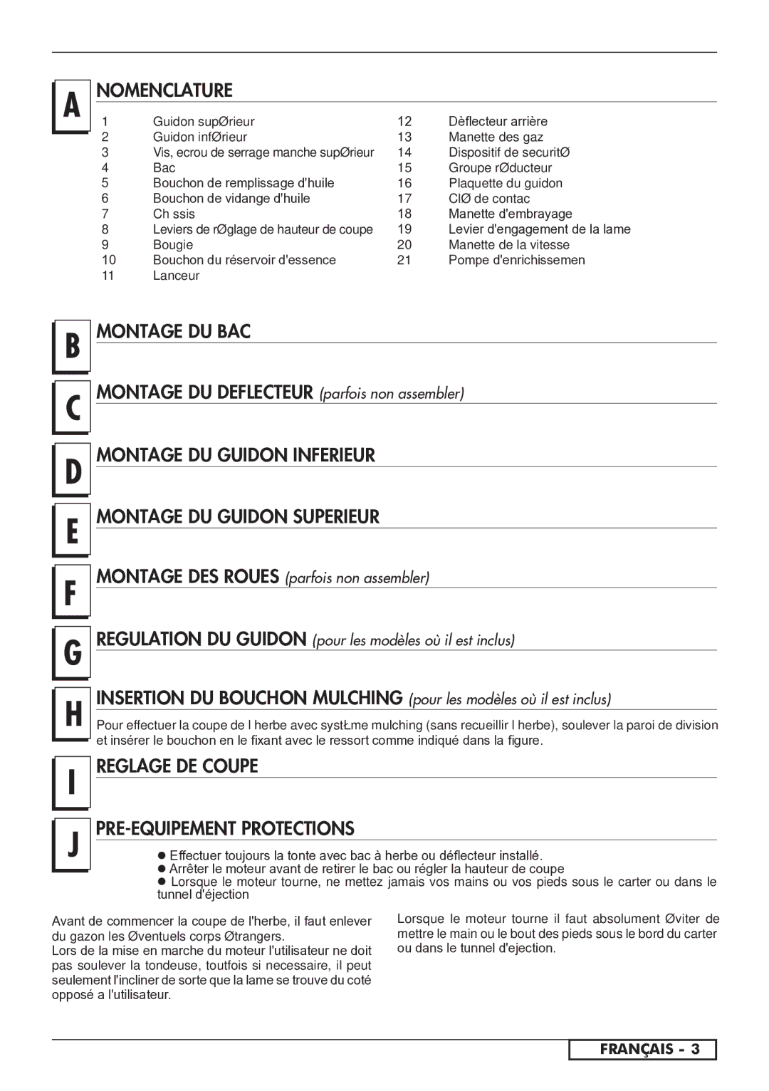 Husqvarna 966841501, 966842001, 966841201 Nomenclature, Montage DU BAC, Montage DU Deflecteur parfois non assembler 