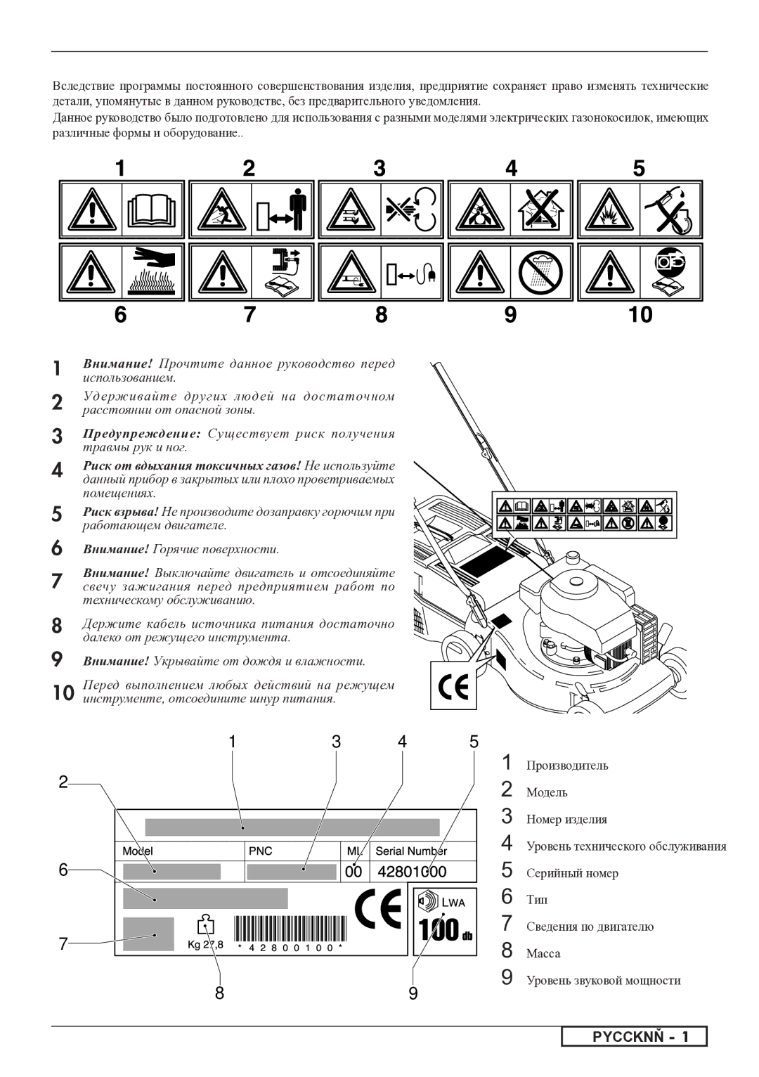 Husqvarna 966833501, 966842001, 966841201, 966524201, 966841401, 966833401, 966835601, 966560701, 966841501, 966532101 Pyccknň 