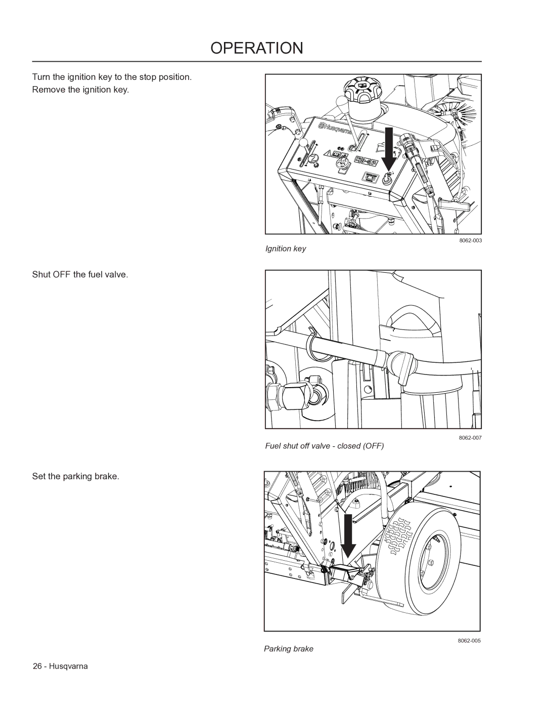 Husqvarna WHF3617, 966947008, 966947005 manual Shut OFF the fuel valve 