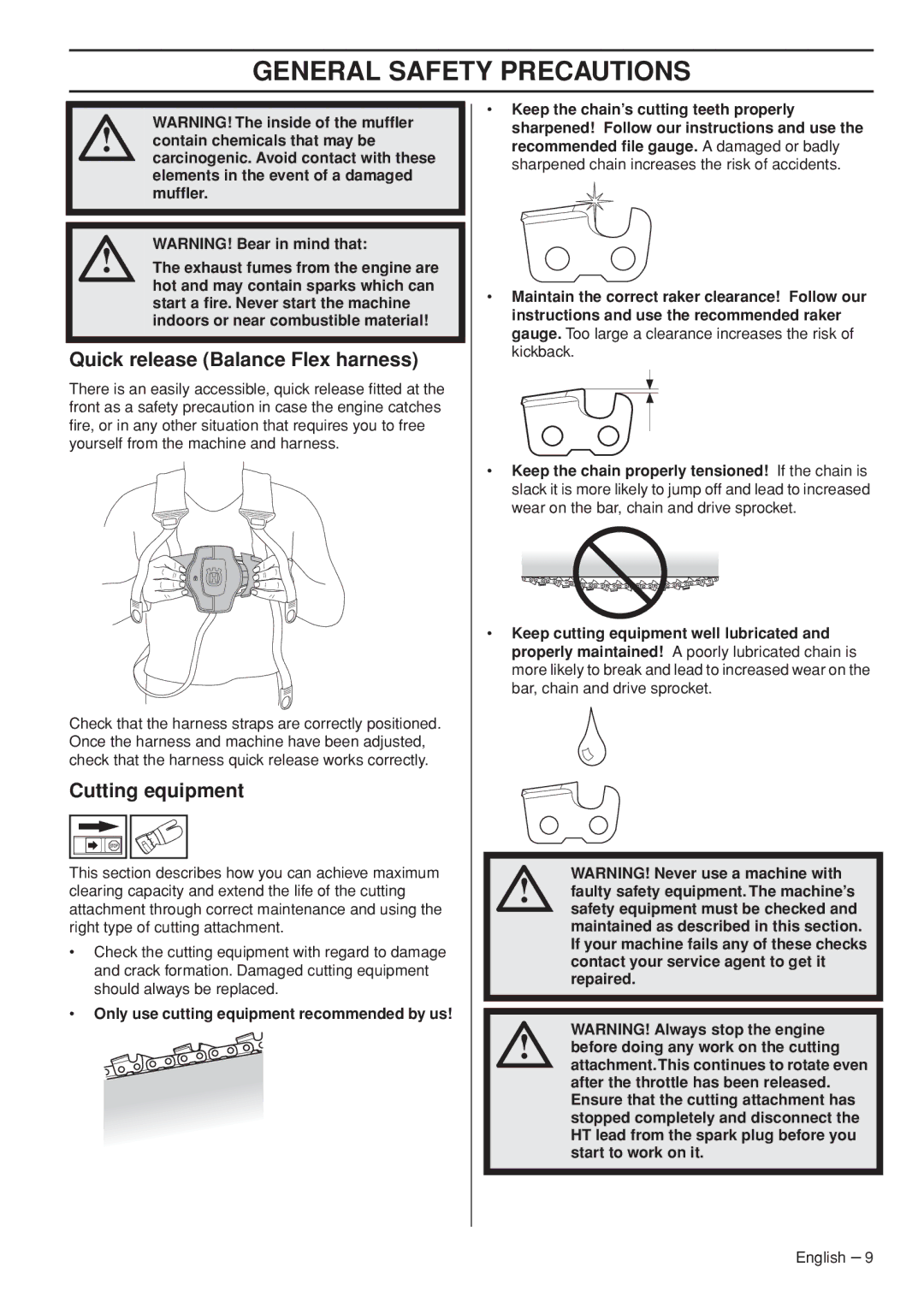 Husqvarna 966976701 Quick release Balance Flex harness, Cutting equipment, Only use cutting equipment recommended by us 