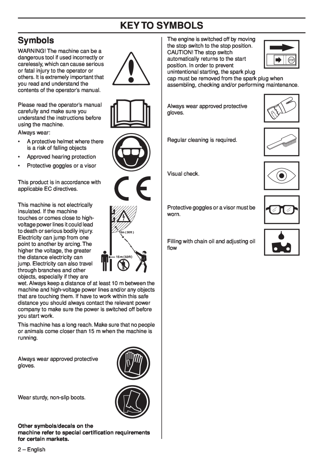Husqvarna 966976701 manual Key To Symbols, Other symbols/decals on the 