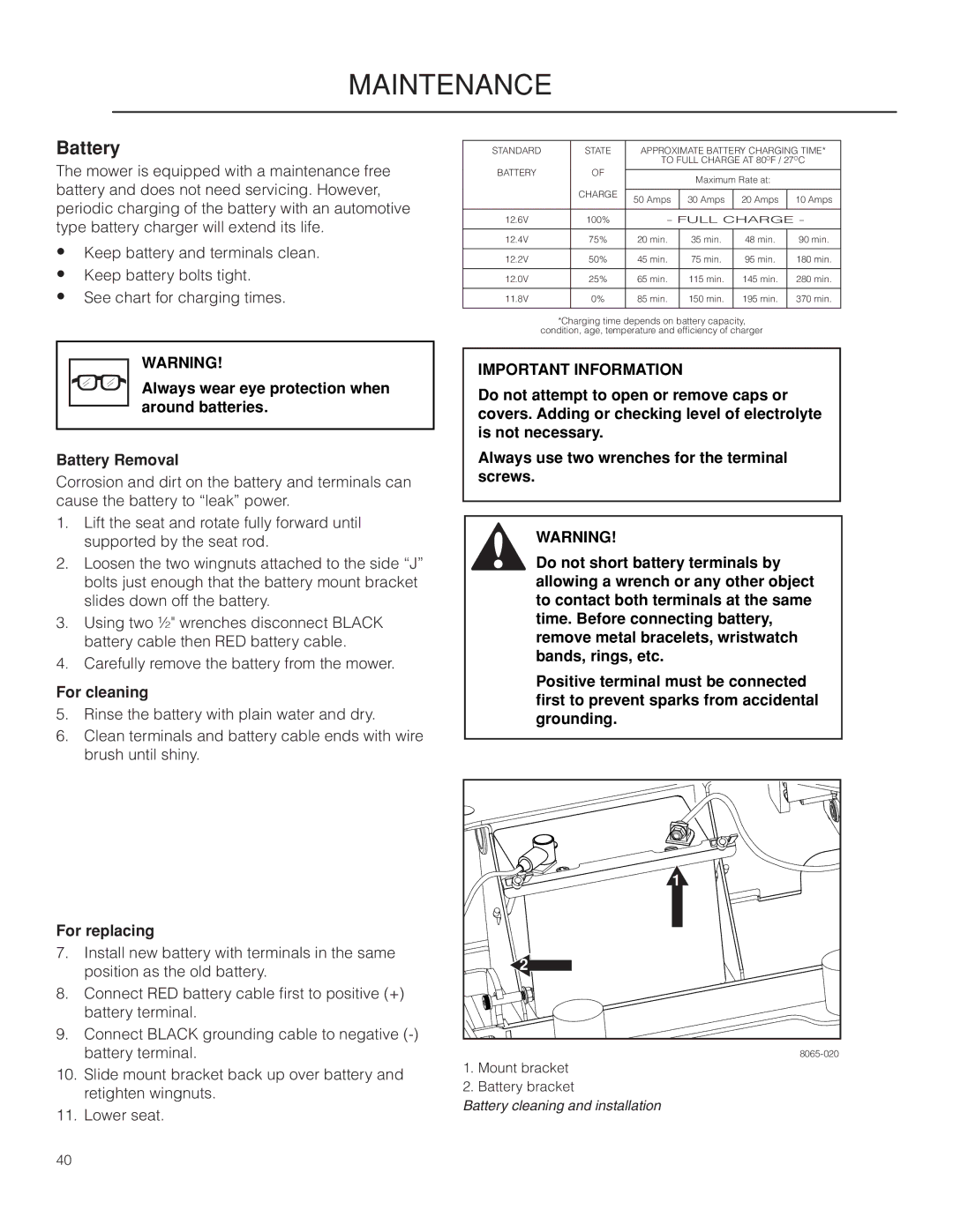 Husqvarna 967004001, 966614001, PZ5430, PZ5426FX warranty Battery, For cleaning, For replacing 