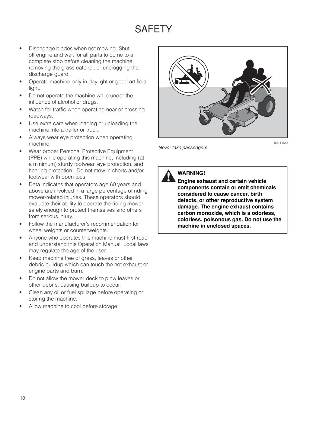 Husqvarna 967009803, RZ46215 warranty Never take passengers 