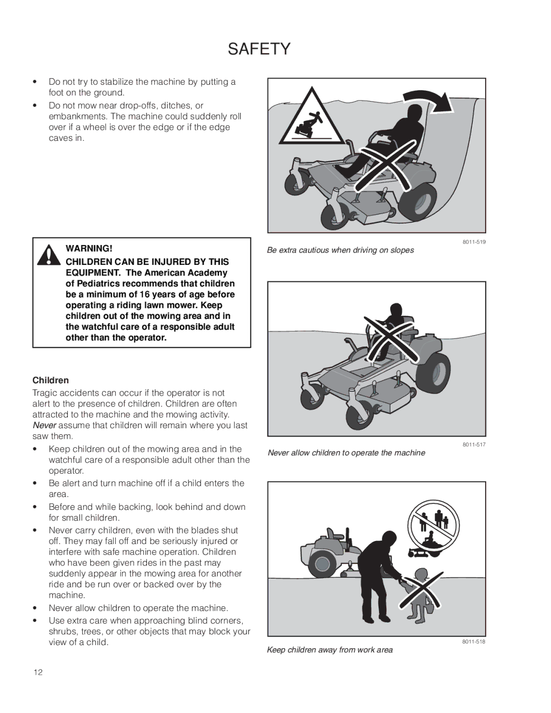 Husqvarna 967009803, RZ46215 warranty Be extra cautious when driving on slopes 