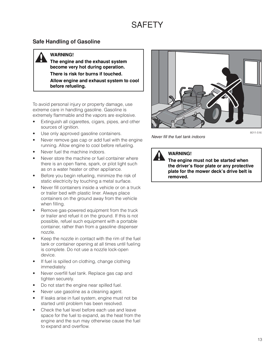 Husqvarna RZ46215, 967009803 warranty Safe Handling of Gasoline 