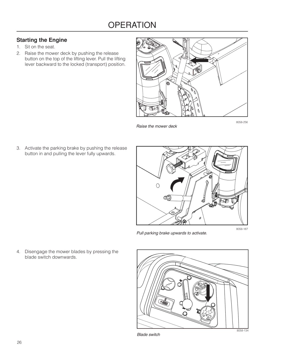 Husqvarna 967009803, RZ46215 warranty Starting the Engine 