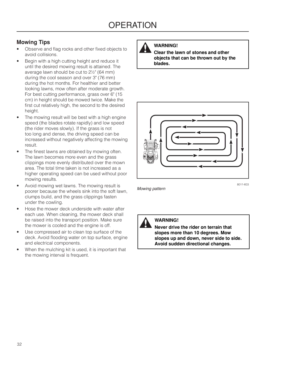 Husqvarna 967009803, RZ46215 warranty Mowing Tips 