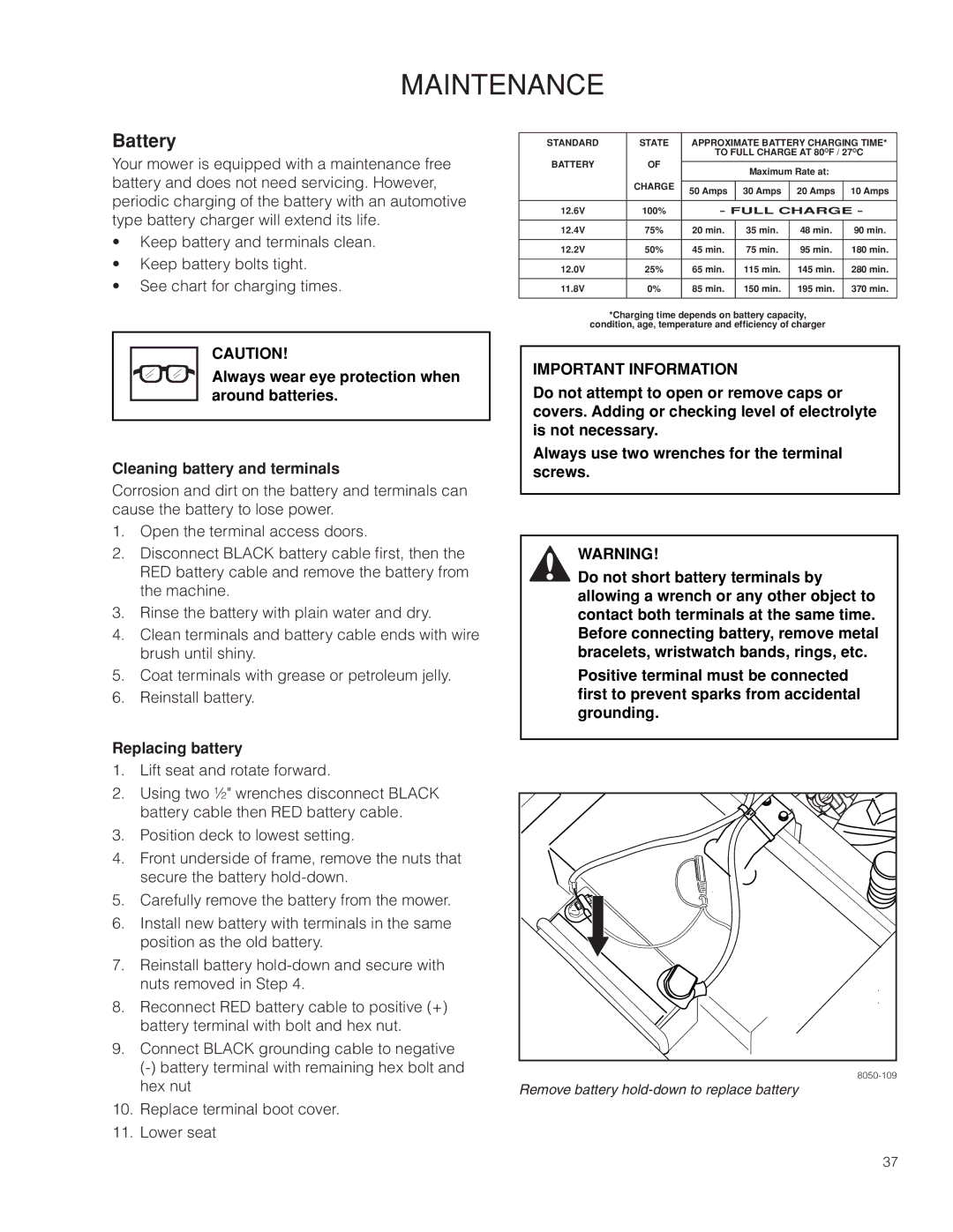 Husqvarna RZ46215, 967009803 warranty Battery, Replacing battery 